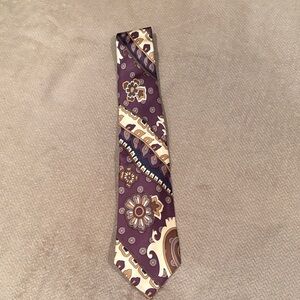 United Colors Of Benetton Purple Paisley Tie with Cream & Brown Accents